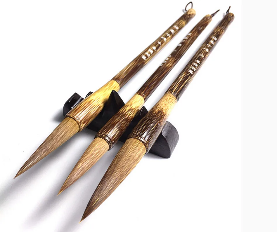 Tianjintang Chinese Calligraphy Janpanese Kanji Sumi Writing Ink Painting Langhao Brush Set For Beginner 3 Pcs