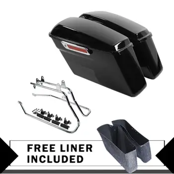 

Motorcycle Hard Saddlebags Saddle Bags W/Conversion Brackets For Harley Softail Fatboy Heritage Night Train FLST 1983-2013