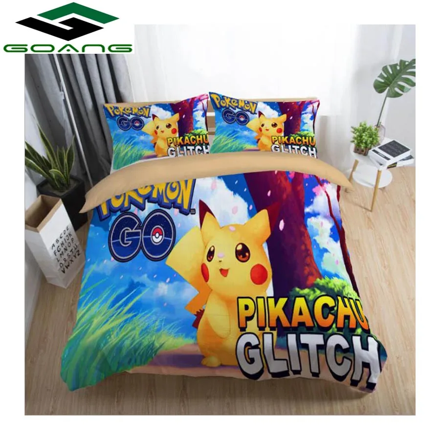Goang Queen Size Bedding Set 3d Digital Printing Cartoon Pikachu