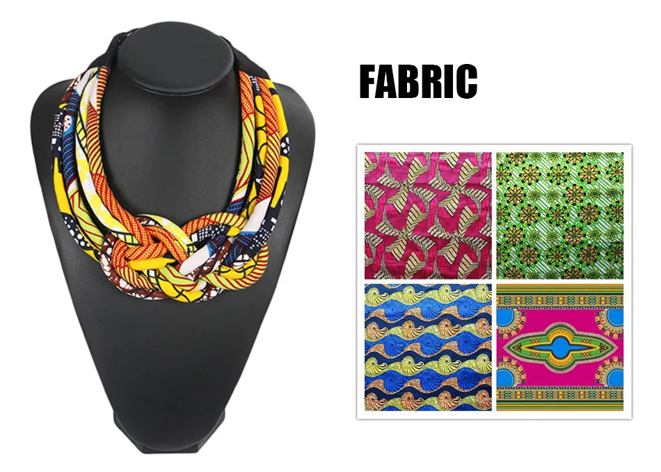 Разноцветная африканская бижутерия, африканская Анкара, разноцветное Ювелирное Украшение с принтом, восковое ожерелье ручной работы WYB051