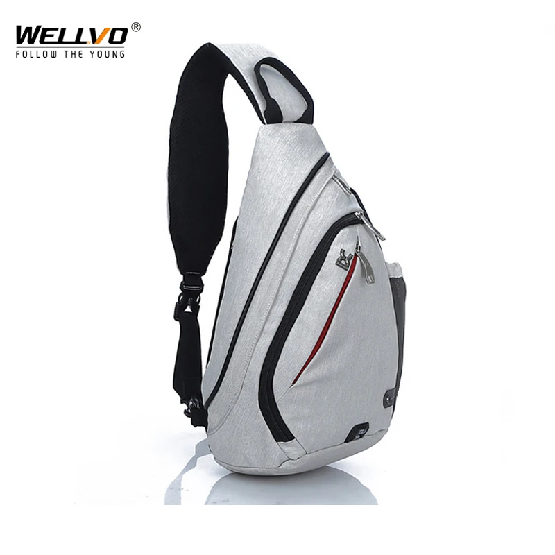 

Wellvo Handbags Travel Chest Bag Casual Canvas Crossbody Pack Mens Shoulder Bags Male Multifunction Small Travel Bag XA162WC