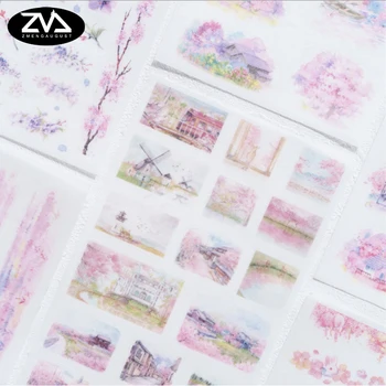 

6X Romantic cherry blossom season decorations stickers DIY Manual stickers School office teaching stationery scrapbooking gift