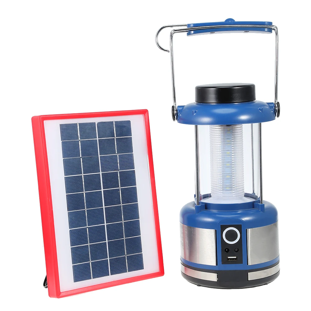 

Hangable Solar AC Two Rechargeable LED Camping Lantern Two Lighting Modes Portable Lanterns With USB Phone Charging Port