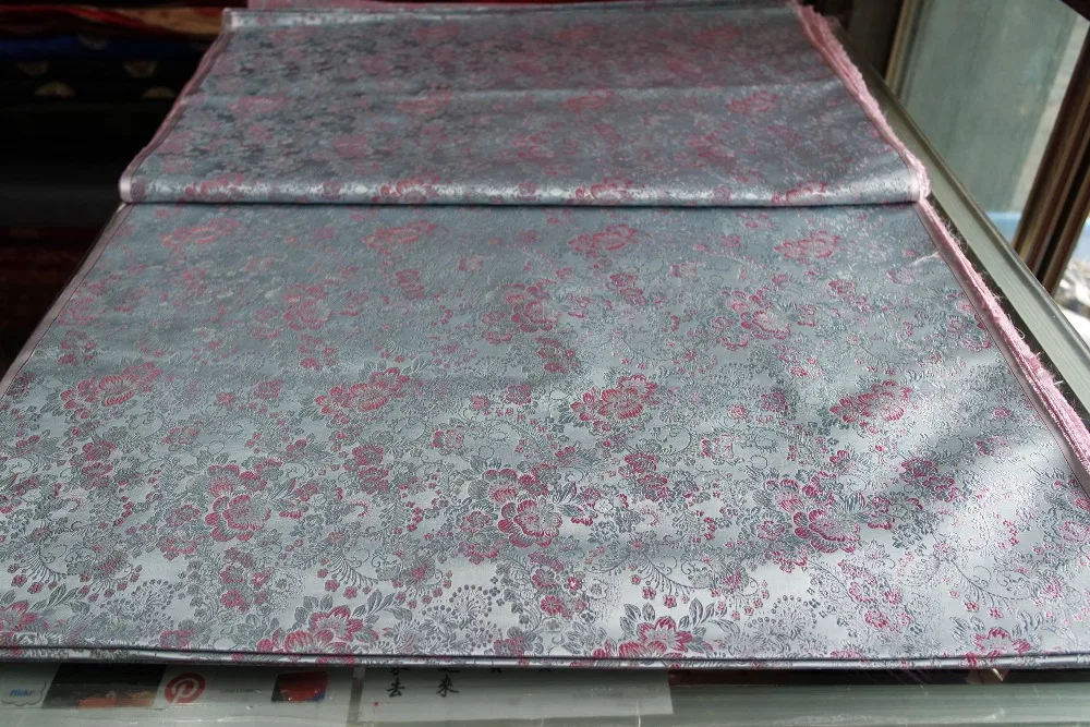 Китайская шелковая парчовая ткань cheongsam подушка Светло серебристая Серая задняя