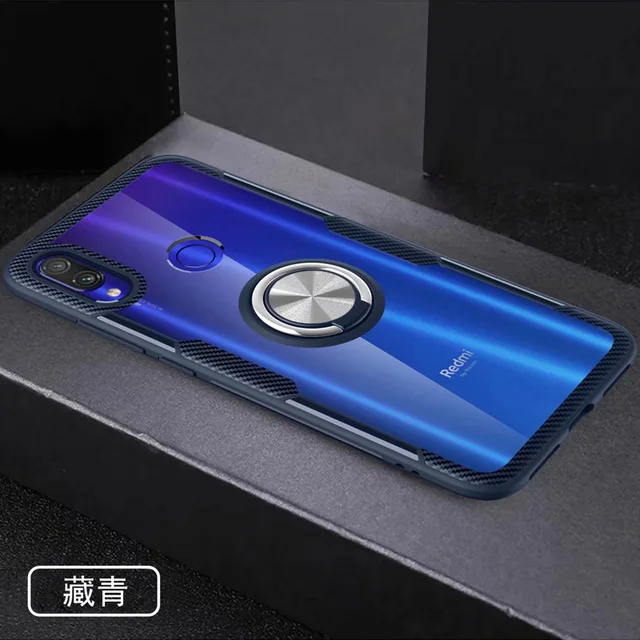 Для Xiaomi Redmi Note 7 Redmi Note7 Pro прозрачный Магнитный чехол-держатель для Xiaomi Redmi 7 Чехол-держатель с кольцом чехол s - Цвет: Navy