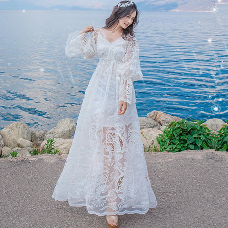 Новое белое платье для беременных женщин фотография платье полые романтические платья