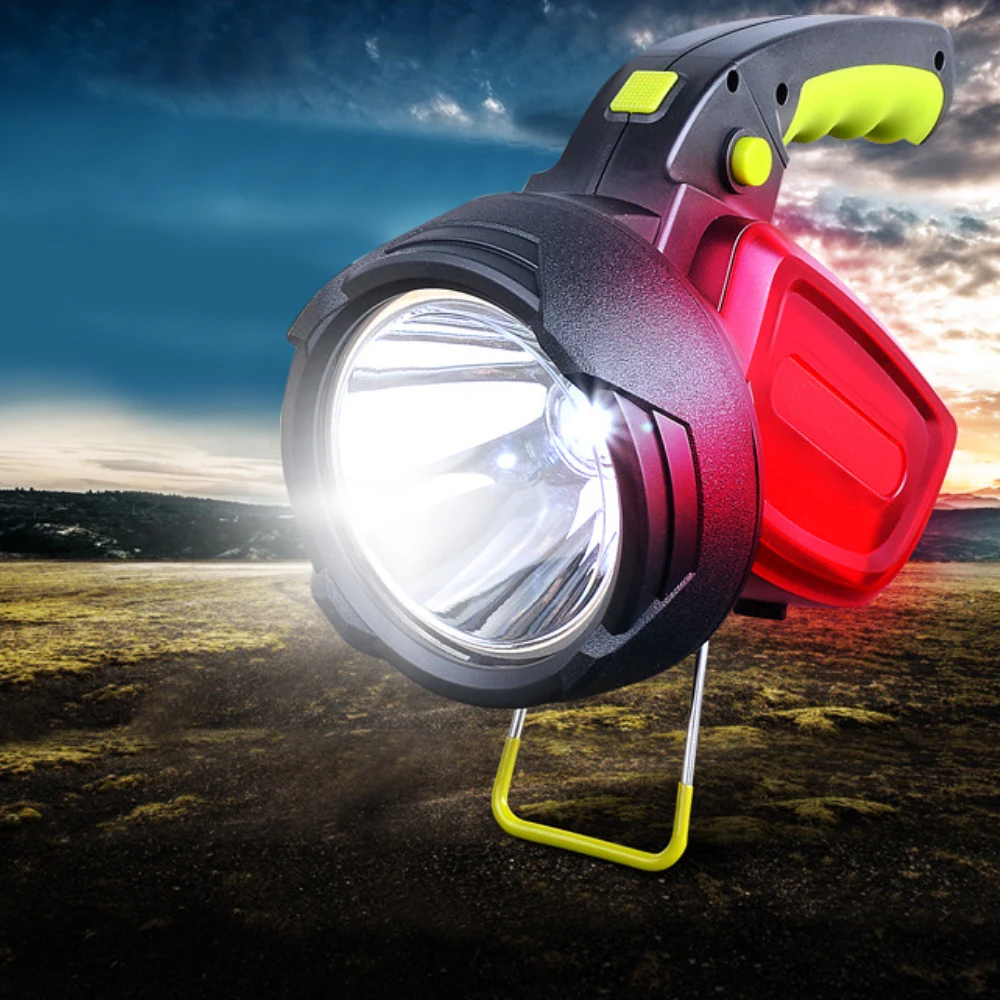 

12000 Lumen High Power LED Flashlight Searchlight Portable Built-in Battery 3 Light Sources Torch White + Red light With Cable