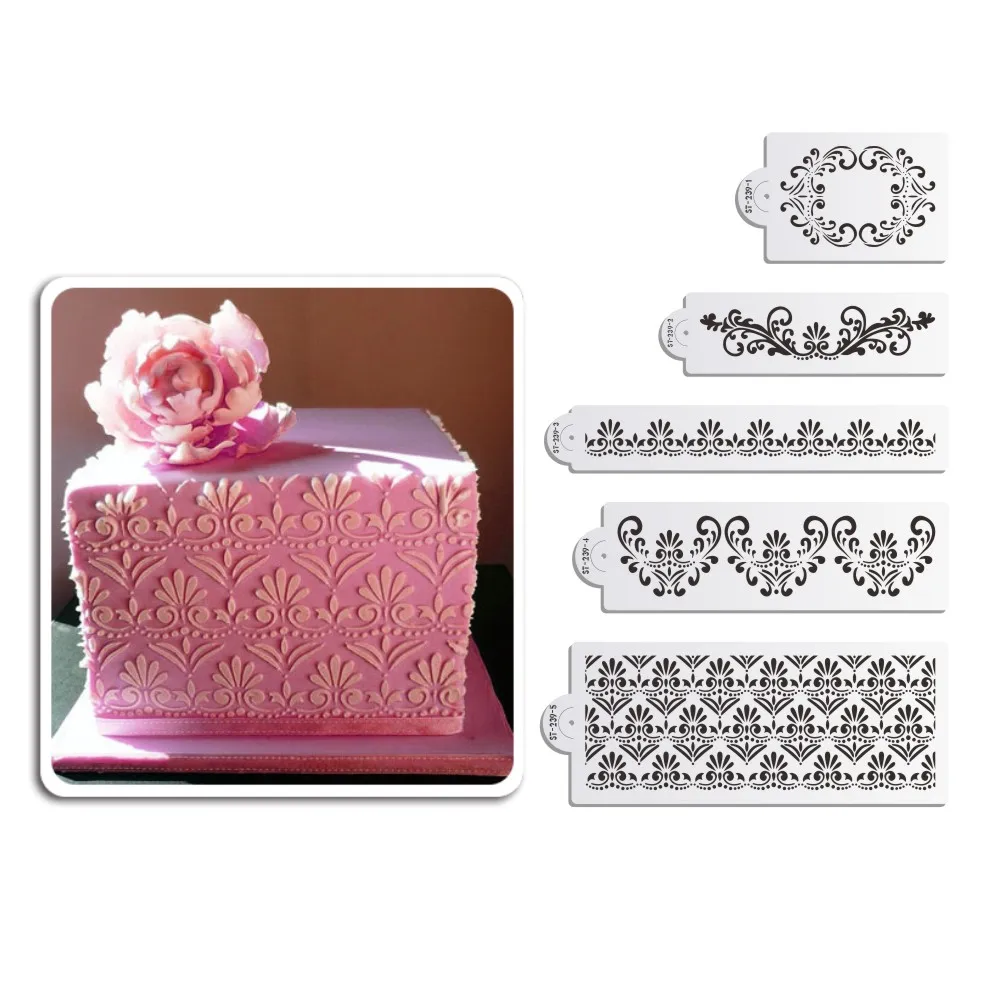 

Fleur de Lis Cake Stencil Set Cake Top Stencil Fondant Lace Side Plastic Stencil Airbrush Template Decorating Tools