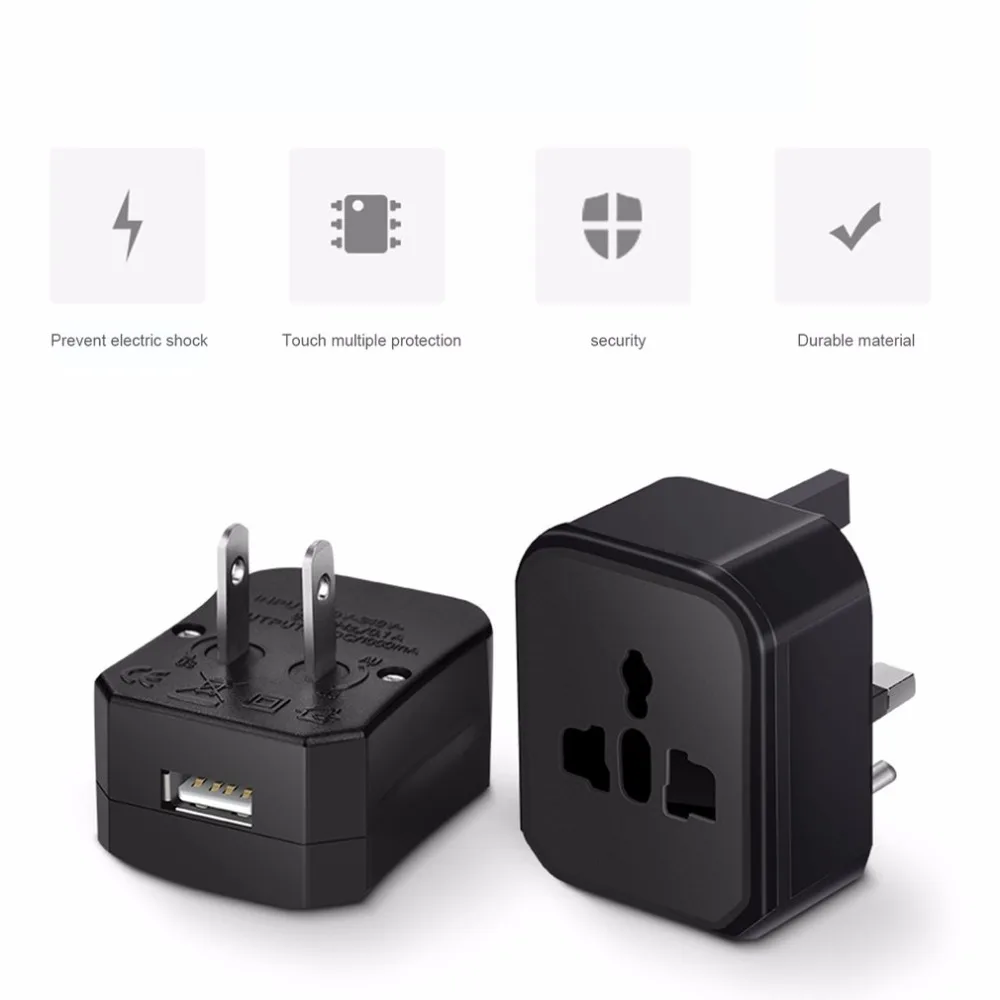 

HOCO AC2 150 Countries Portable Single Port Convenient Universal Converter Charger Power Adapter With 4 Standard Plugs Set