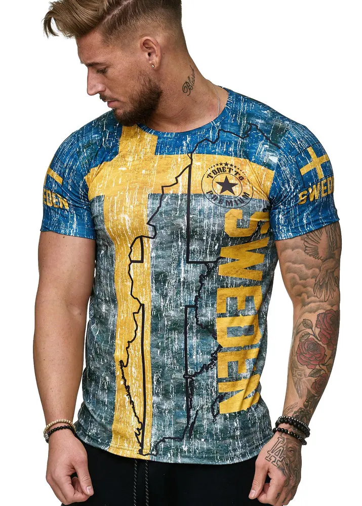 

Summer 2019 men's new style men's round neck and short sleeve new summer round neck and short sleeve 3D digital printing T-shirt