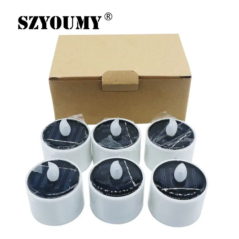 SZYOUMY 6 Pcs Candle LED Solar Light Yellow Flicker Flameless Christmas Powered Tea Wedding Home Decor | Лампы и освещение