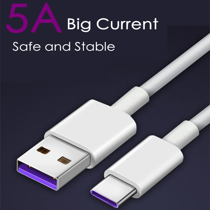 USB кабель 5A сверхзарядный для быстрой зарядки TPE Type C зарядный провод Huawei P20 Lite Mate 10