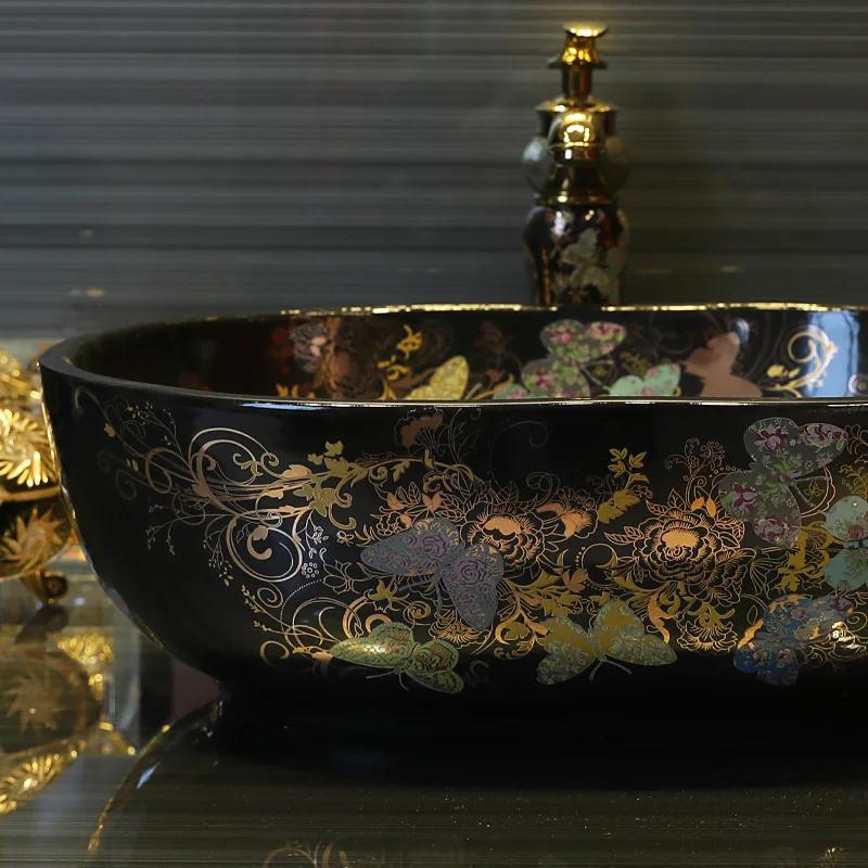 China Artistic Europe Style Counter Top porcelain wash basin bathroom sinks ceramic art bathroom sink  (13)