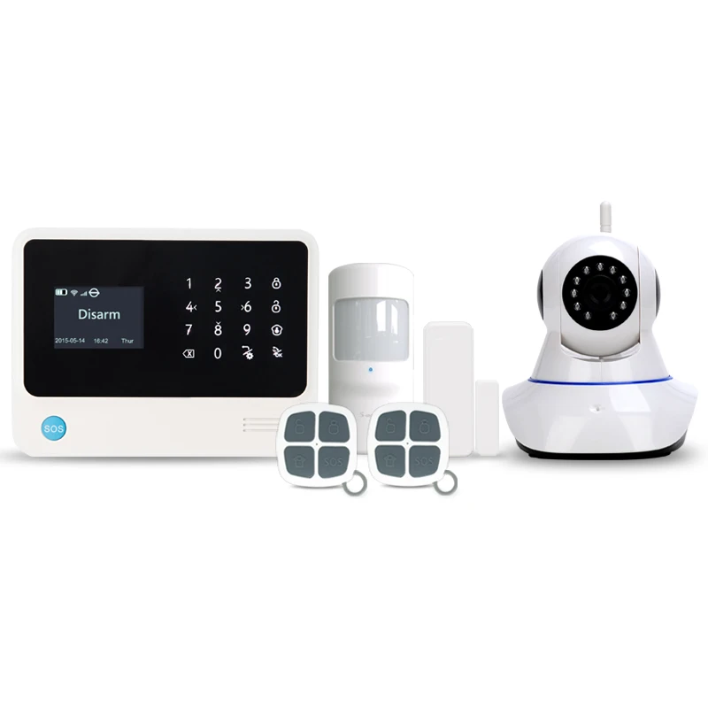 

Promotion Golden security G90B plus gsm wifi GPRS alarm system with 2MP wifi PTZ dome cameras home security burglar alarm