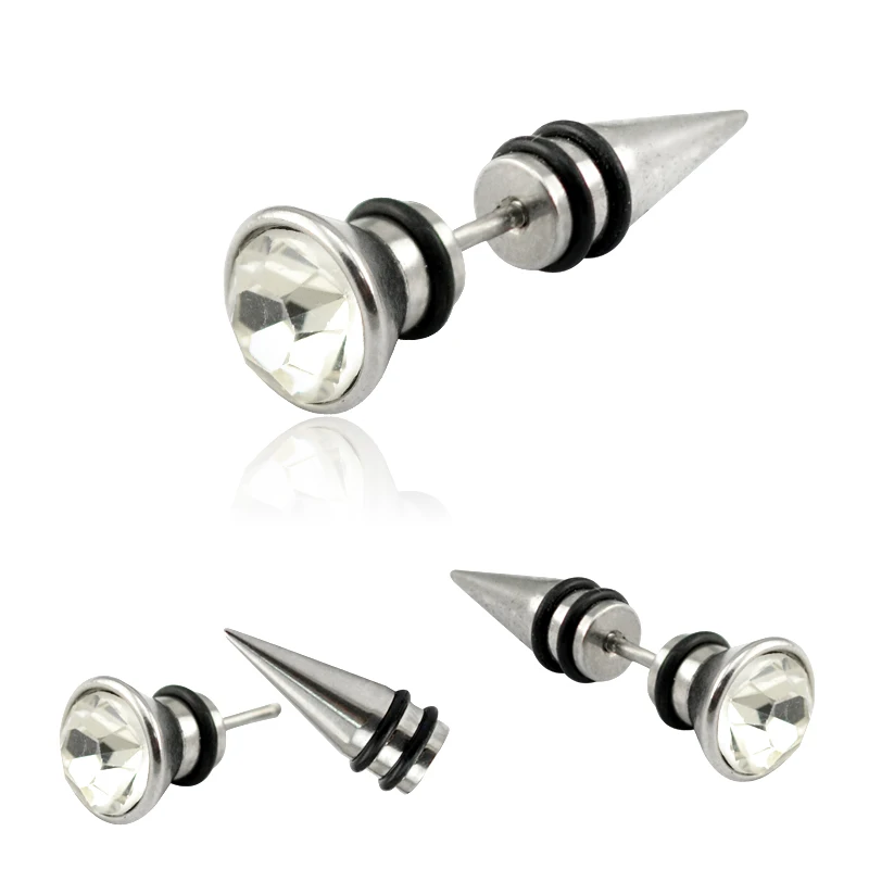 Stainless Steel Fake Ear Plugs Stretcher Earring Taper Spike Cheater