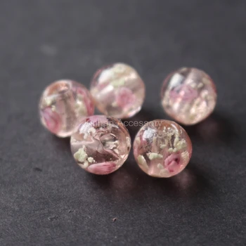 

20Pieces/Lot 8mm 10mm 12mm Luminous Lampwork Glass Beads Flower Beads pink color jewelry making
