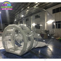 4m Diameter+2m Entrance Inflatable Lawn Dome Camping Tents Outdoor Single Tunnel Inflatable Bubble Tent 1