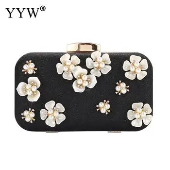 

Women Evening Bag 2019 Party Banquet Pearl Flower Bag For Women Girls Wedding Clutches Handbag Chain Shoulder Bag Bolsas Mujer