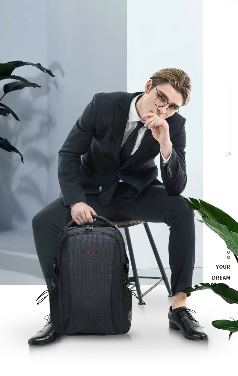  SWICKY multifunction Android leather backpack male bag fashion waterproof travel usb charging 15.6  - 33021201067