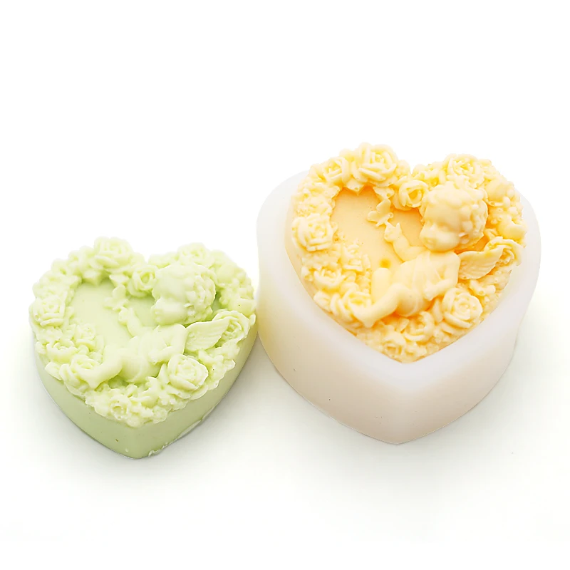 DIY high-end handmade soap silicone mold heart shaped angel with thick cold soap mold