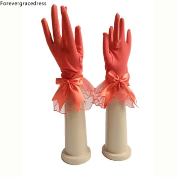 

Forevergracedress Real Photo Orange White Ivory Bridal Gloves For Wedding Short Wrist Bride Cheap Accessories