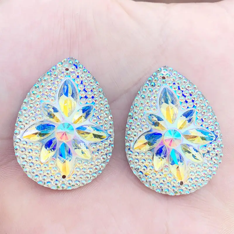 

6pcs White AB Flatback Resin Rhinestone For wedding decoration sew on stones ab flat back rhinestones S750