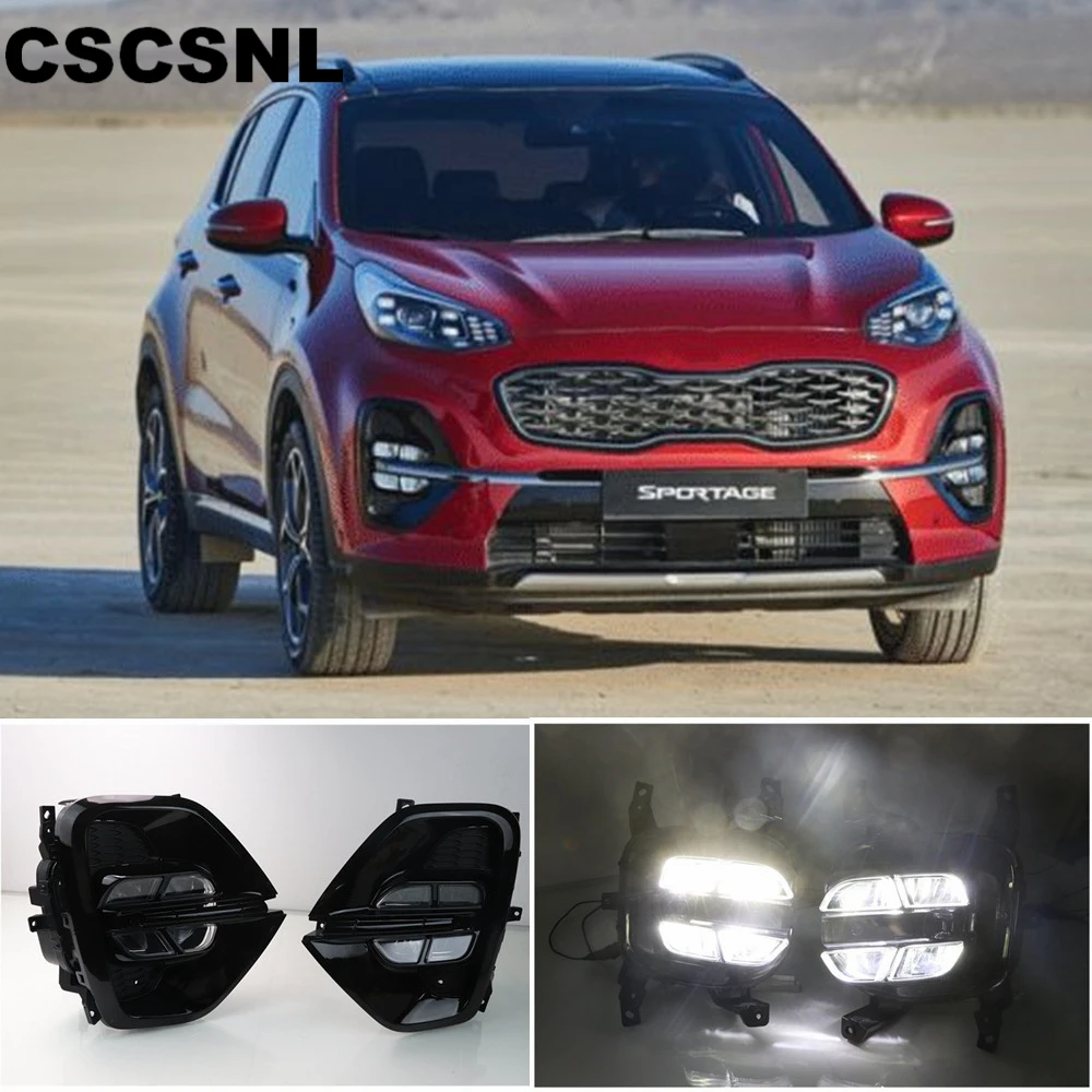 

CSCSNL 2pcs Car LED For Kia sportage KX5 2019 2020 Daytime Running Light DRL LED Day Light Front Bumper Head Fog Lamp White