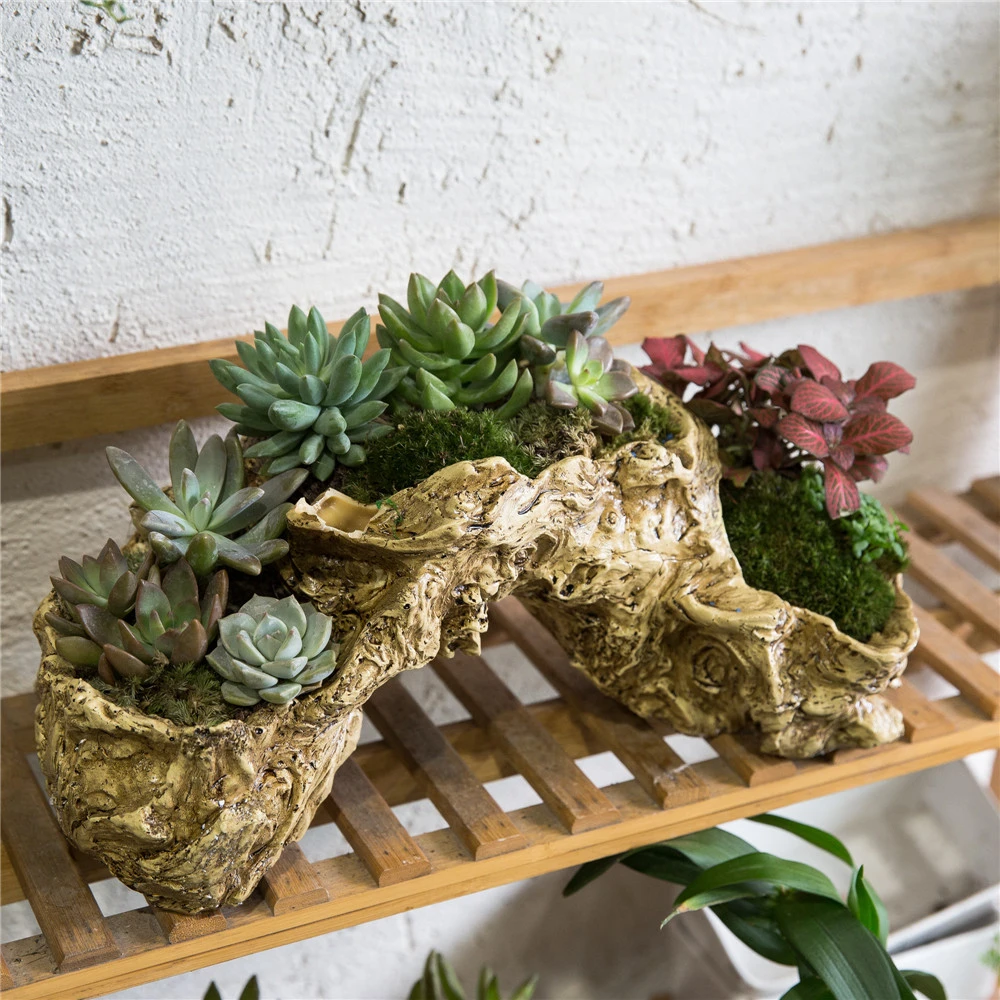 かわいい樹脂人工ツイスト流木 Toot 植物植木鉢多肉植物ポット多層ガーデン多肉植物プランター植木鉢装飾 Flower Pot Succulent Plantersucculents Pots Aliexpress