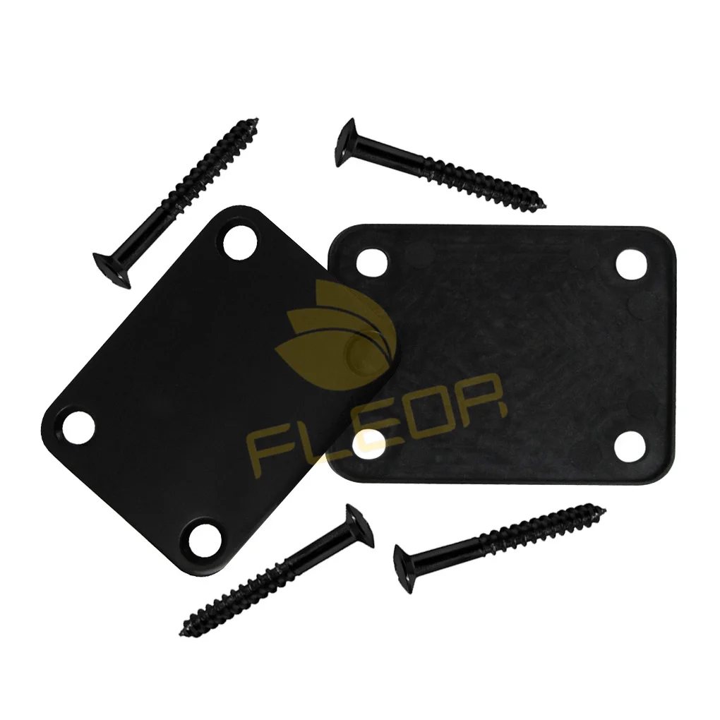 

NEW 1PCS Metal Electric Guitar Neck Plate Guitar Joint Board Plated w/ Rubber Mat Mounting Screws,Black Color