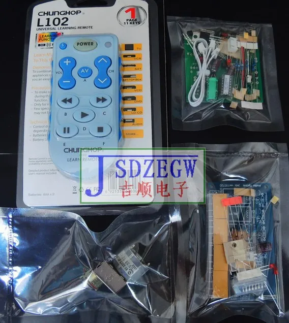 IR remote volume control potentiometer switch audio input select motor remote control preamp Finished board