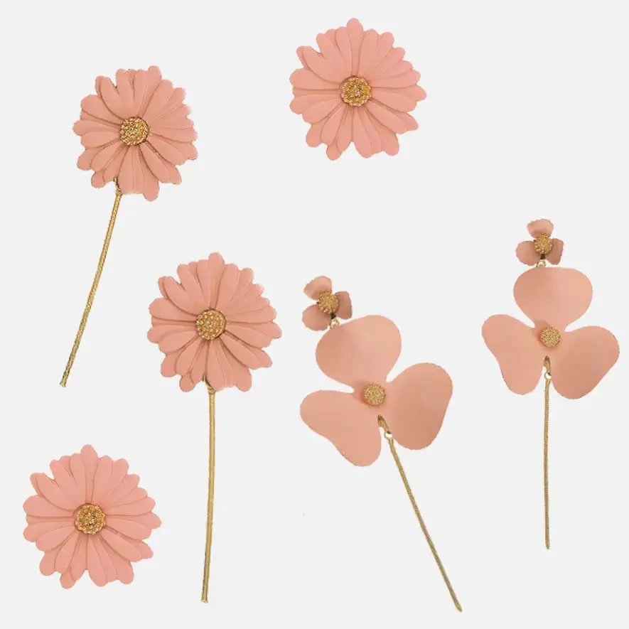

Dvacaman Summer Korean Flower Drop Earrings Women Cute Pink Floral Resin Statement Earrings Boho Maxi Hanging Earrings Jewelry