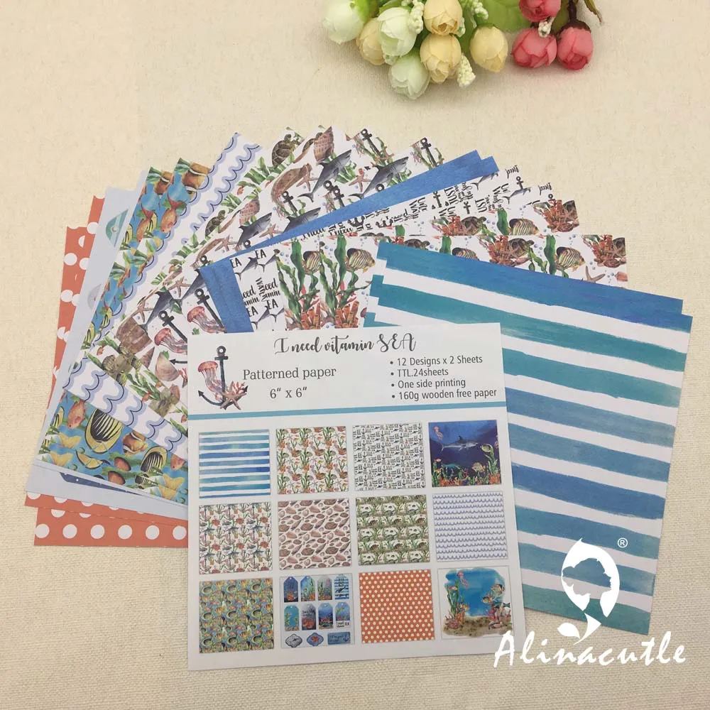 

AlinaCraft 24 sheets 6"X6" i need vitamin set patterned paper Scrapbooking paper pack handmade craft paper craft Background pad