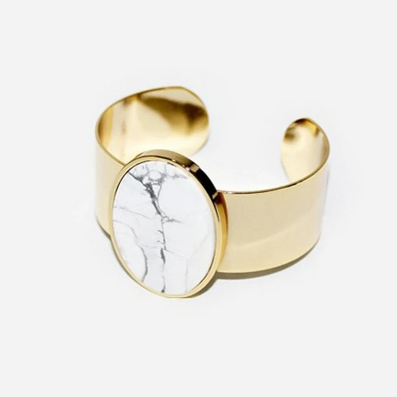 Opening Bangles Women Metal Gold Color Thick Bracelets Bangles Female