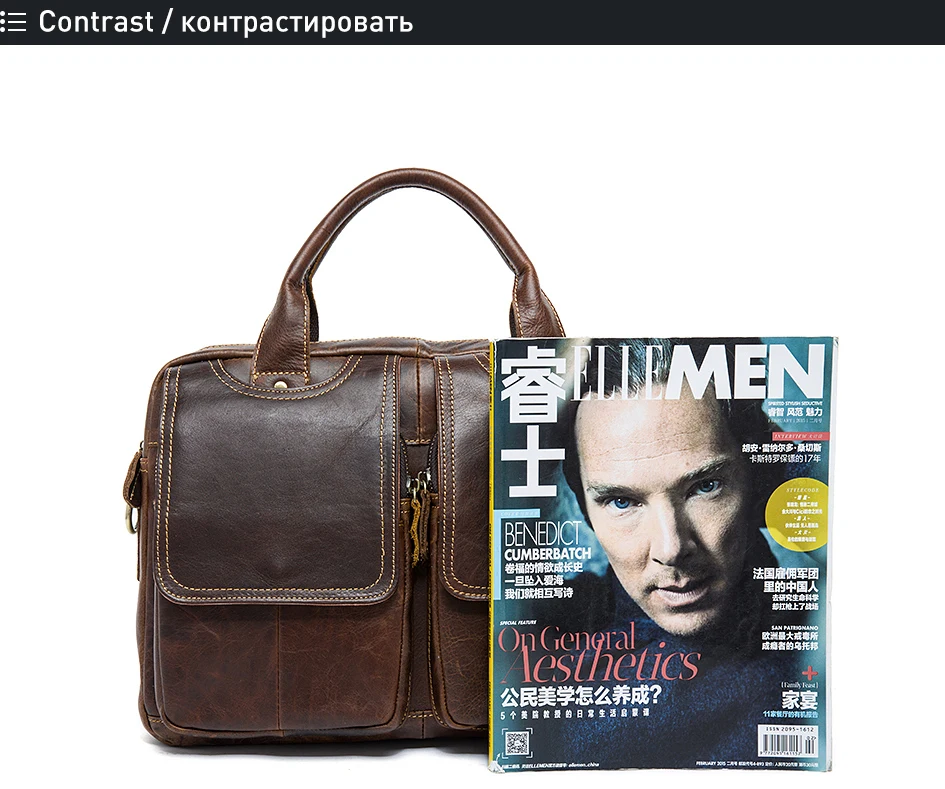 Westal bolsa de couro genuíno dos homens