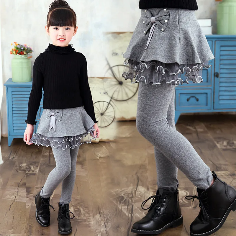 

2018 Fashion Brand Plus Velvet Baby Girls Clothing Cute Kids Cotton Tutu Layer Skinny Princess Party Thick Skirt Legging Y68