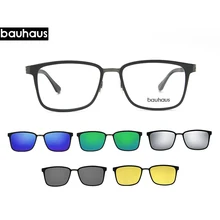 Bauhaus 3в1 оправа с сердечником памяти внутри, поляризованные Магнитные очки с зажимом, очки с зажимом, очки для близорукости, очки для ночного видения