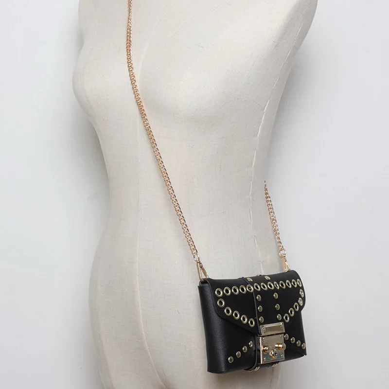DAEYOTEN Панк поясная сумка для женщин телефон сумка на пояс роскошные заклепки съемный пояс женские почки ZM0130