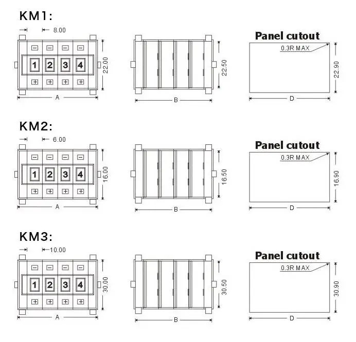 Черный 22 мм x 8 0 9 цифр десятичный/BCD толкатель переключатели KM1|switch|digital switchdigital |