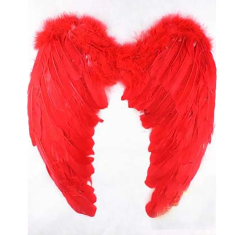 Женский сказочный костюм для взрослых, перо ангела, красные крылья, маскарадный костюм, белый, черный, перо - Цвет: As shown