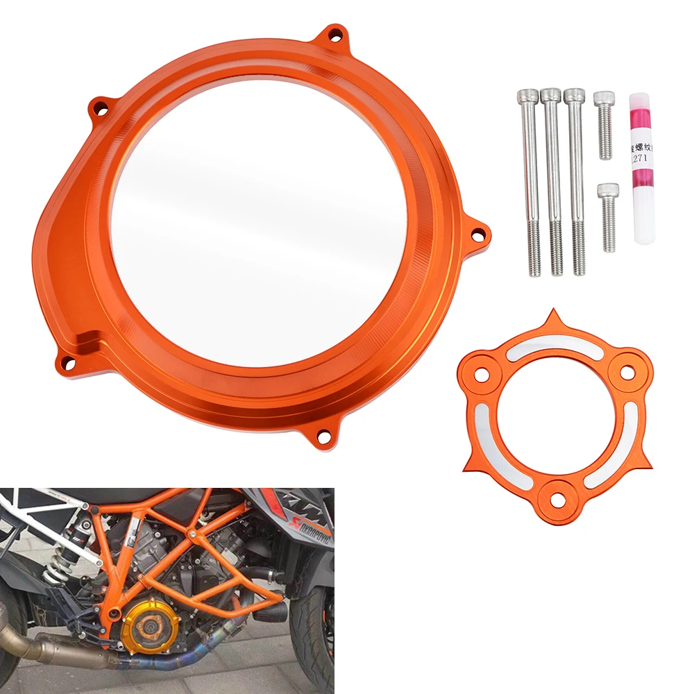 

NINCECNC Transparent Clutch Cover Guard & Pressure Plate Protector Kit For KTM 1190 Adventure R 1090 /1050 Adventure LC8 Engine