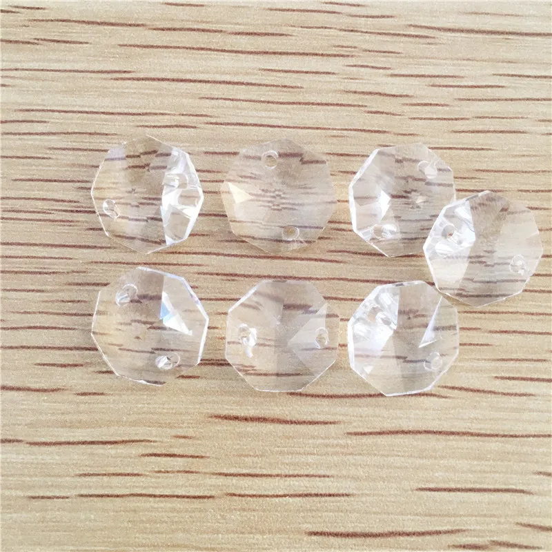 

Free Shipping 100pcs 12mm Chandelier Crystal bead door/ window crystal octagon beads in 2 holes home decoration accessories