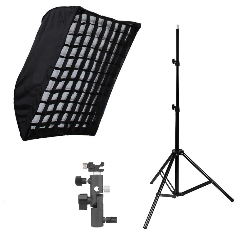 

Photography Studio Softbox kits 60x90cm/23.6"x35.4 Umbrella Softbox Diffuser Reflector+Gird+200CMLight Stand+Flash Shoe Holder