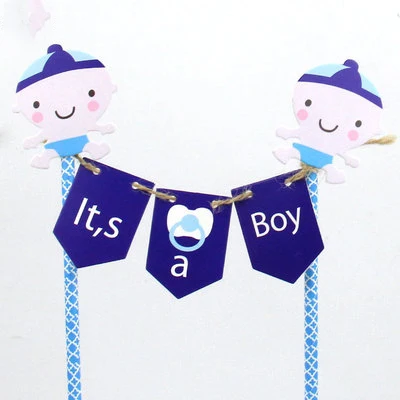 Йориу Babyshower мальчик кекс бумажный баннер торт Топпер его девочка Babyshower украшения детский душ День рождения украшения - Цвет: Its A Boy Banner