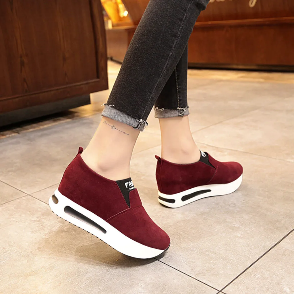 Women Fashion Casual Flock Slip-On Thick Platform Sport Sneakers Wedges Shoes women sneakers basket femme sneakers women Women Fashion Casual Flock Slip-On Thick Platform Sport Sneakers Wedges Shoes women sneakers basket femme sneakers women