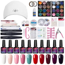 MODELONES дизайн ногтей Pro DIY полный набор отмачиваемый УФ-Гель-лак маникюрный набор 24 Вт отверждающая лампа набор Гель-лак для ногтей инструменты для дизайна ногтей