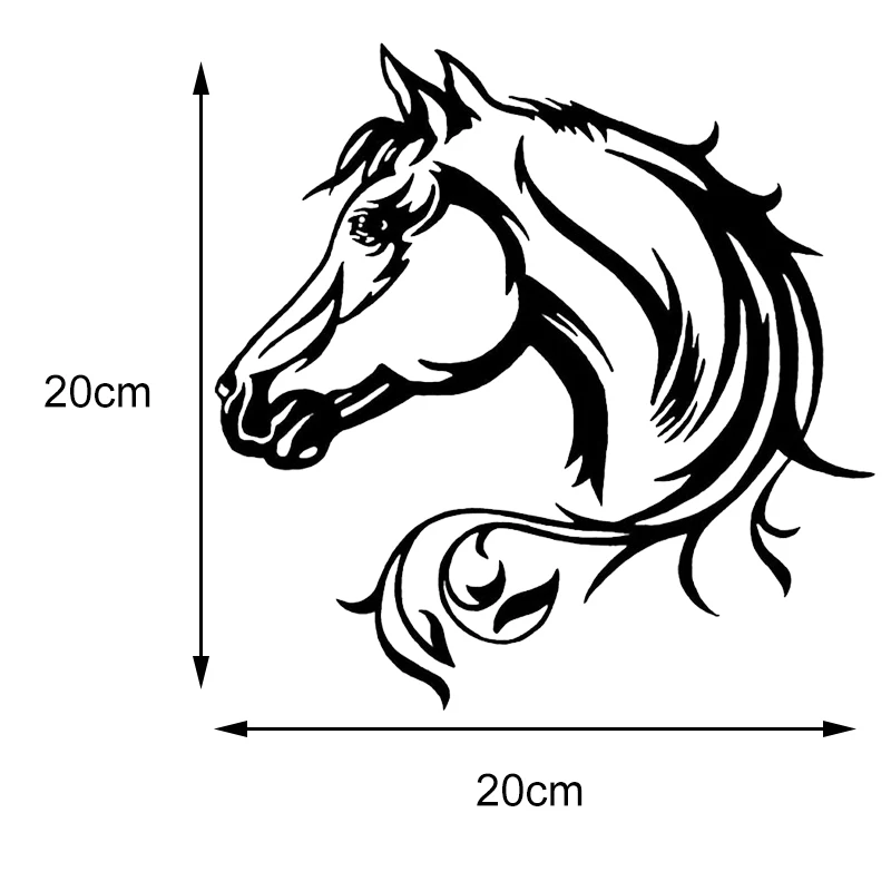 Светоотражающая Автомобильная наклейка голова лошади красивое животное декоративное для кузова автомобиля наклейки на автомобиль черный/серебристый/лазер r 20*20 см