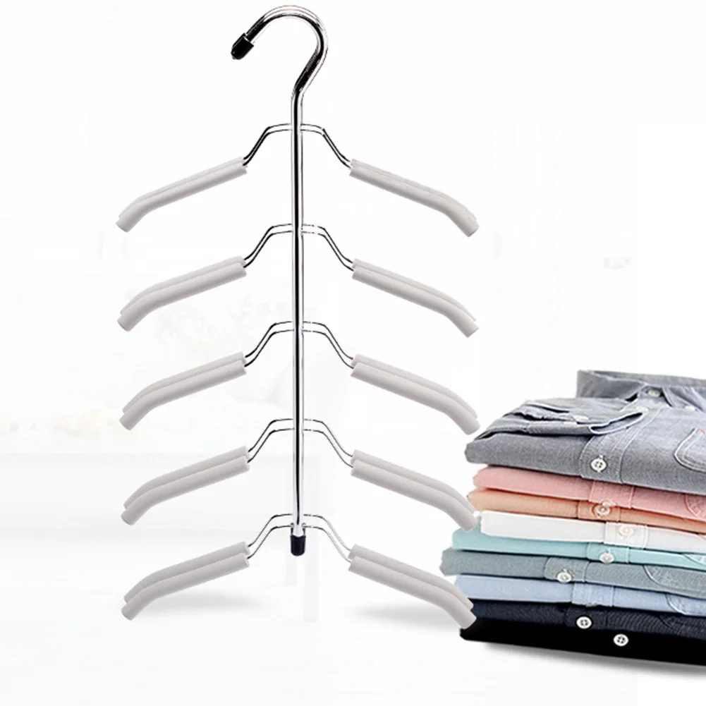 Grey Hanger Magic 5 Layer Home Holder Non-Slip Multifunctional Hanging Wardrobe Storage Rack Clothing Shirt 
