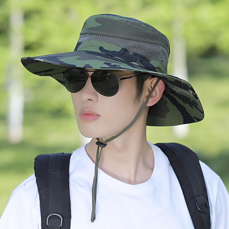 

Fisherman's Hat Man Summer Camouflage Hoodie Awning Sun Hats Outdoor Climbing Sun Protection Male Cycling Tour Holiday Caps H173