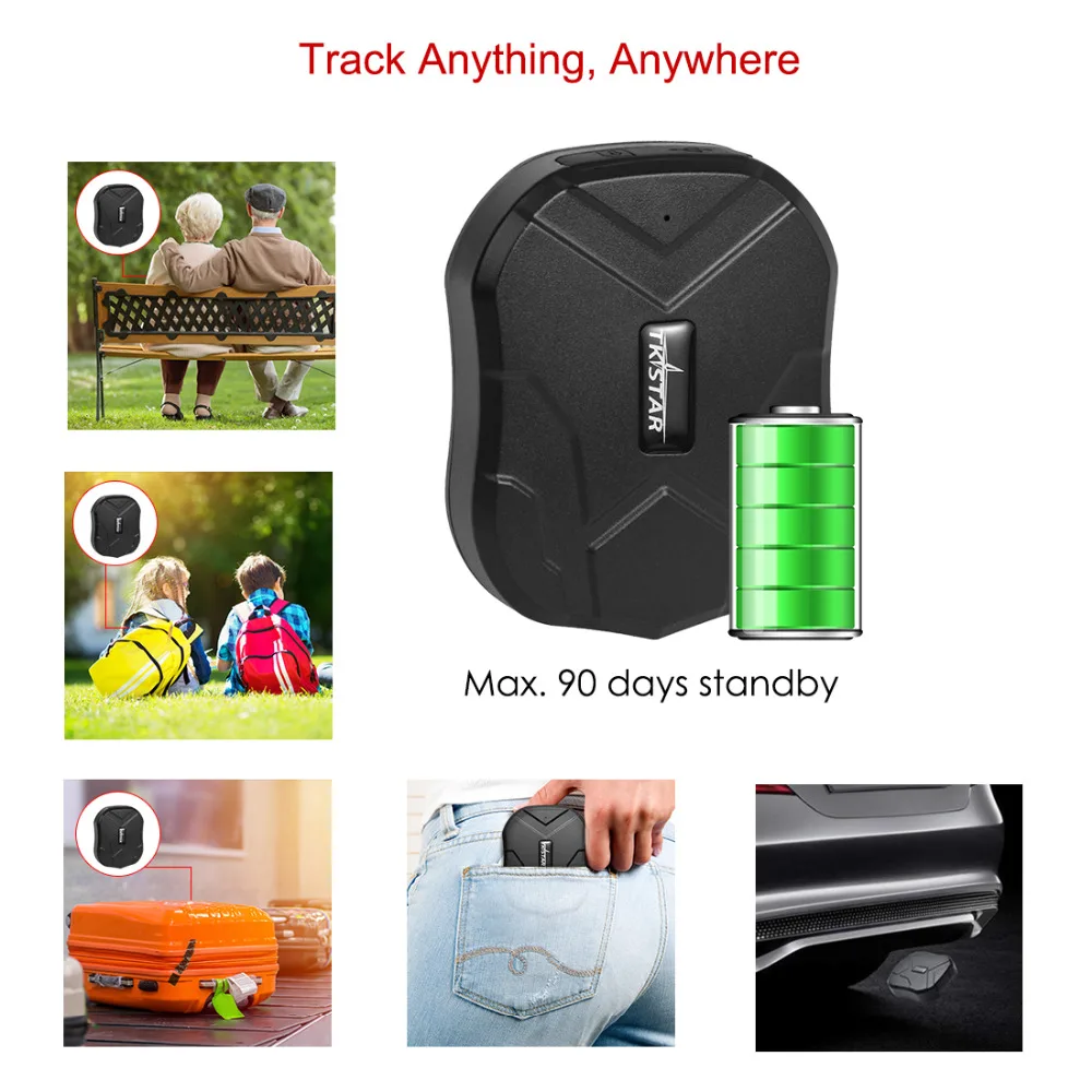 GPS المقتفي سيارة 90 أيام الاستعداد Tkstar TK905 GPS محدد للماء GPS تتبع المركبات 2G المغناطيس جهاز مراقبة الصوت ويب مجانية التطبيق