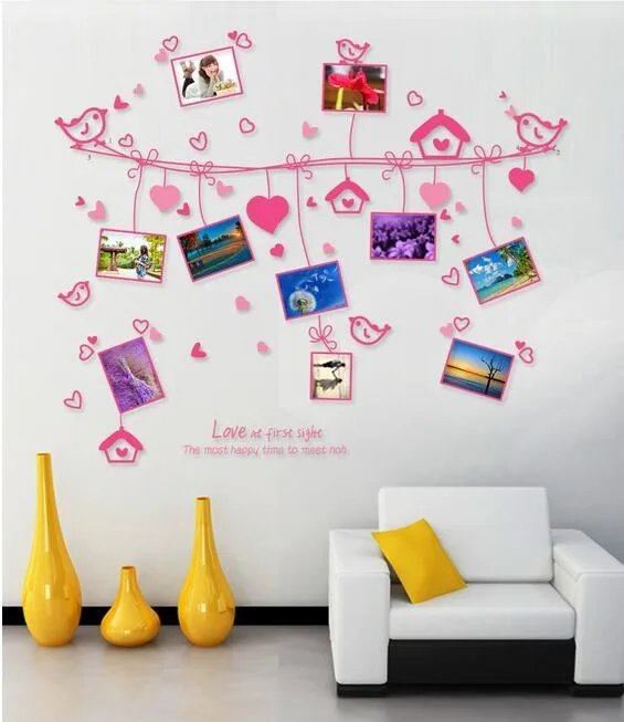 

% Animal bird Love line photo wall Love the frame Romantic bedroom setting wall decorative stickers vinyl Art poster wallpaper